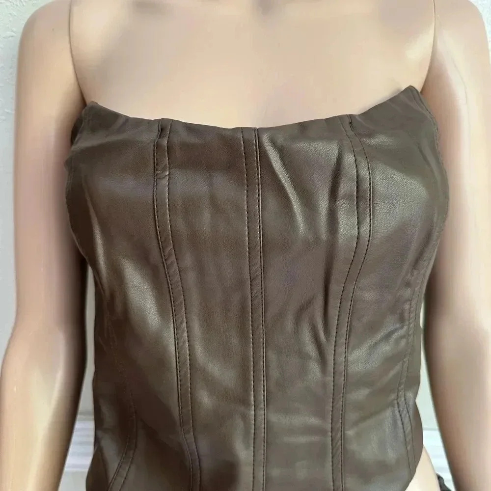 SALTY FAUX LEATHER TUBE TOP MEDIUM NWOT - Picture 6 of 8